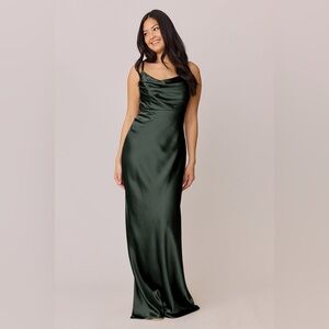 Revelry Skye Satin Dress Deep Olive